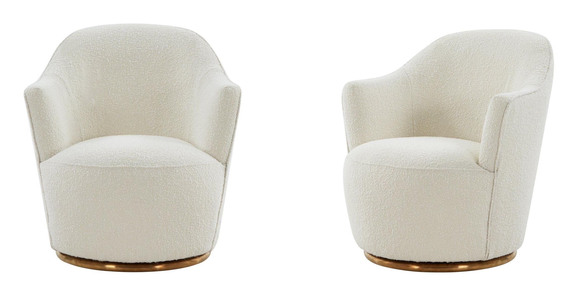 Contemporary, Modern Accent Chair Set VGRHAC-542-WHT-CH-Set-2 VGRHAC-542-WHT-CH-Set-2 in Cream Fabric