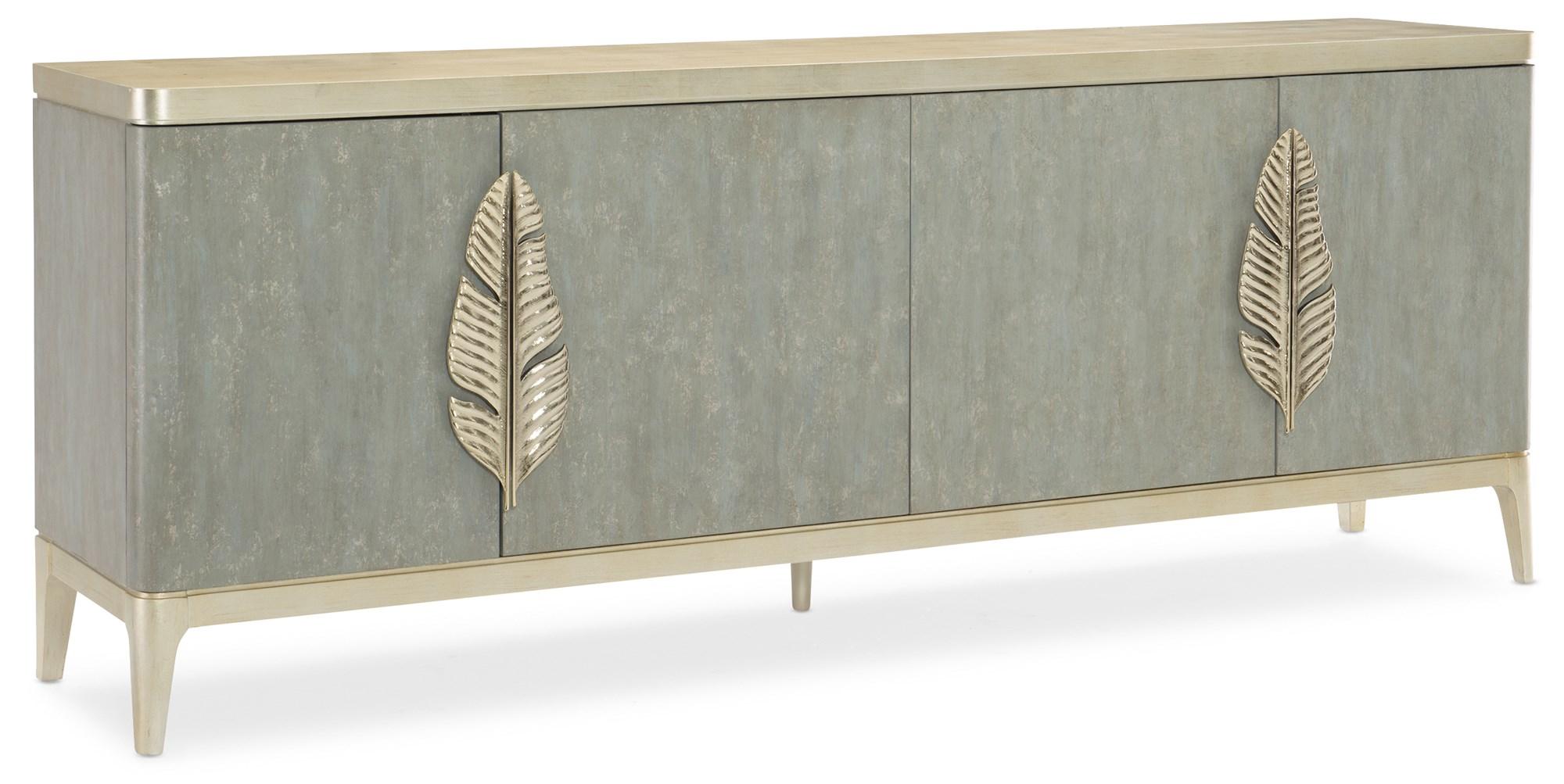 

    
Shimmering Greyish-Blue Finish Metallic Palm Accent Cabinet WATERSIDE by Caracole
