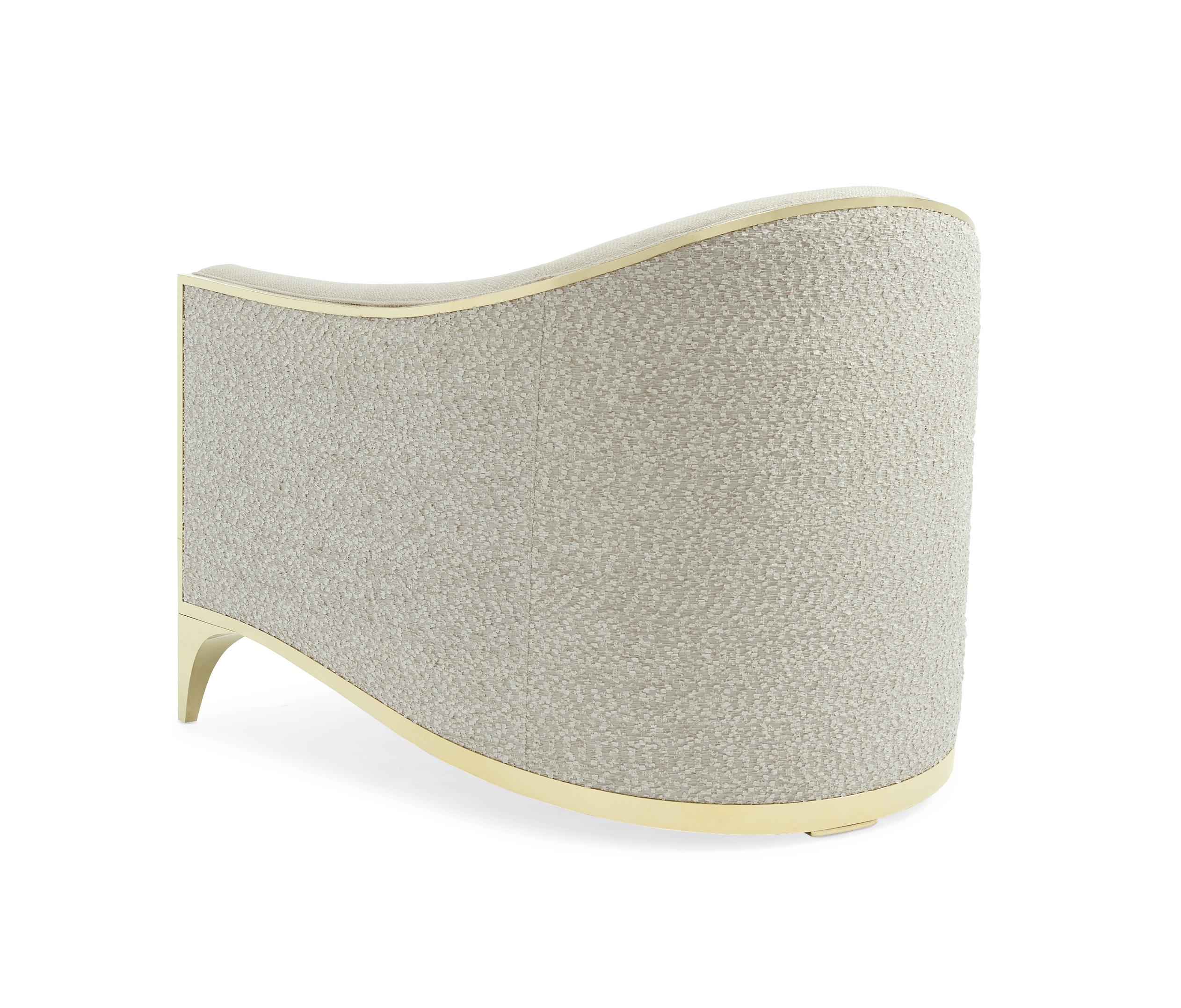 

    
 Shop  Shimmering Moonstone Fabric THE WELL-BALANCED Sofa & SVELTE Chair by Caracole
