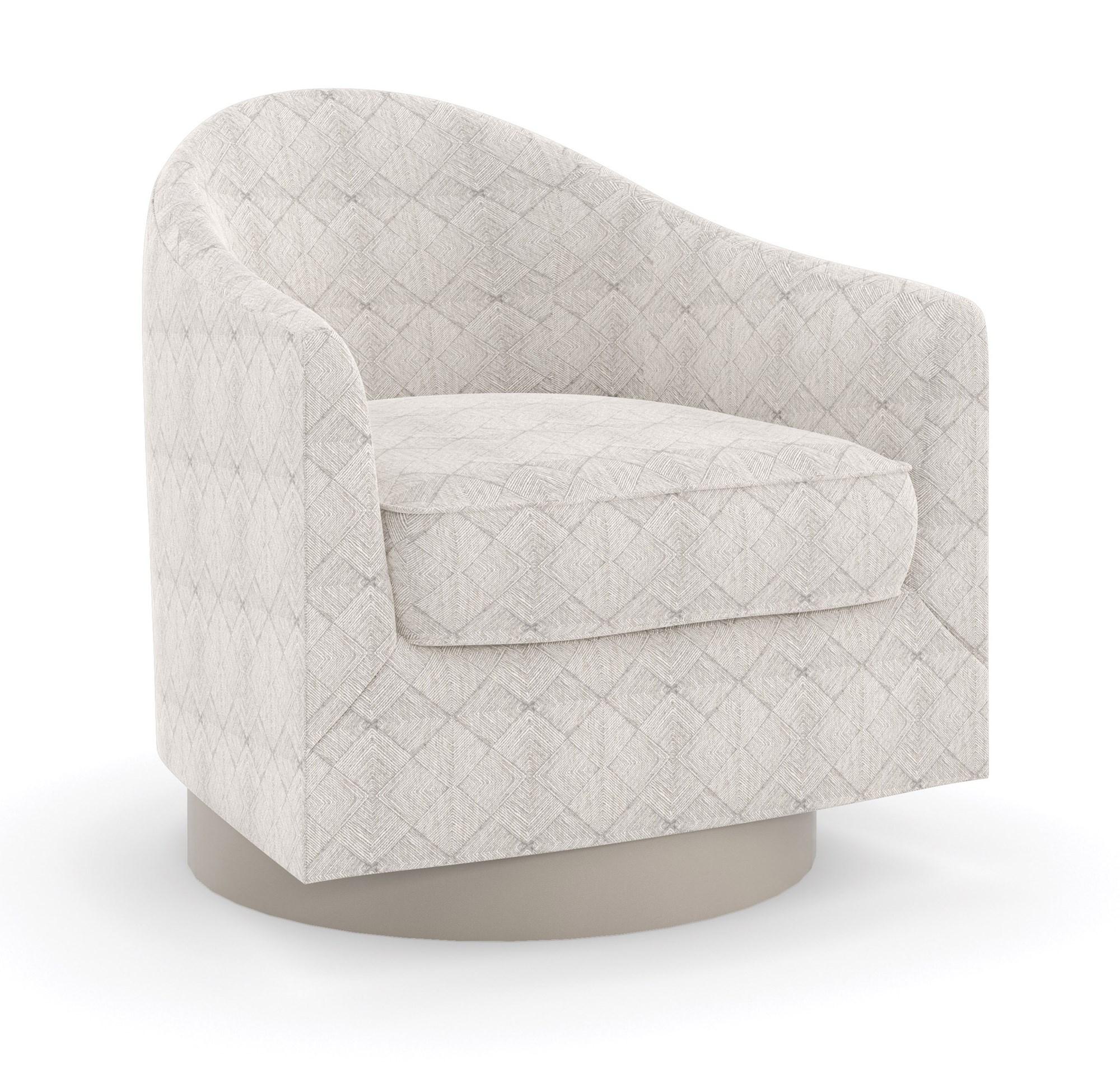 

    
Shimmering Woven Diamond-Patterned Fabric VICTORIA SWIVEL CHAIR by Caracole
