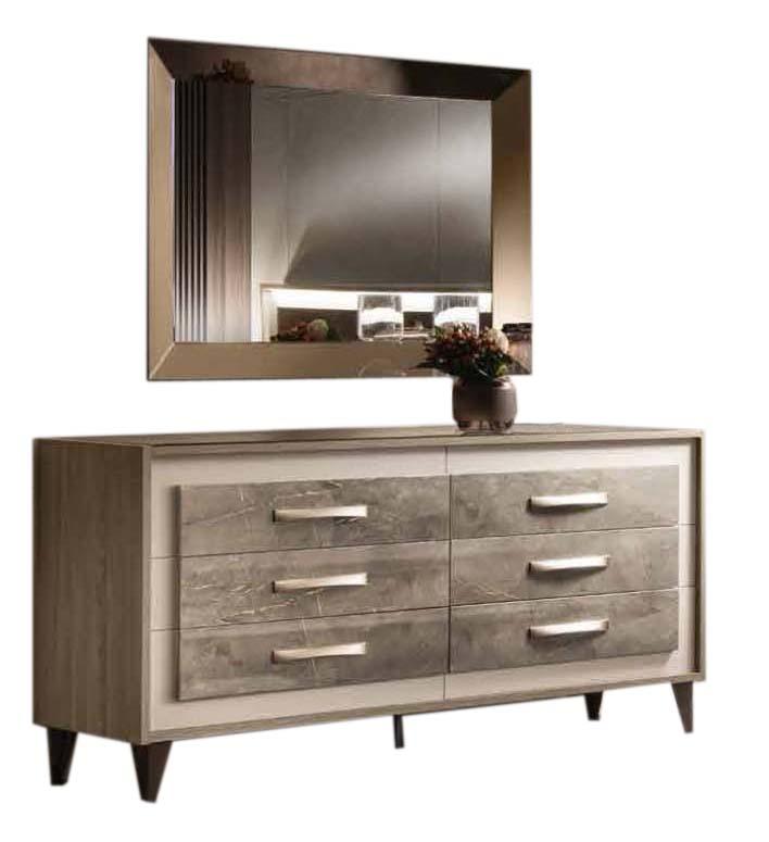 

    
Shiny Gray Marble-finish Double Dresser ARREDOAMBRA ESF Modern Made in Italy
