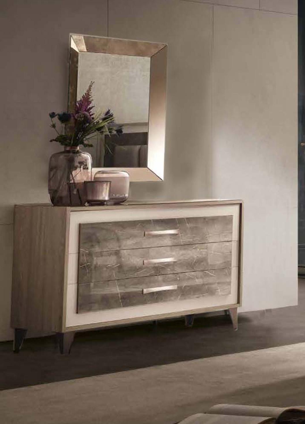 

    
Shiny Gray Marble-finish Single Dresser ARREDOAMBRA ESF Modern Made in Italy
