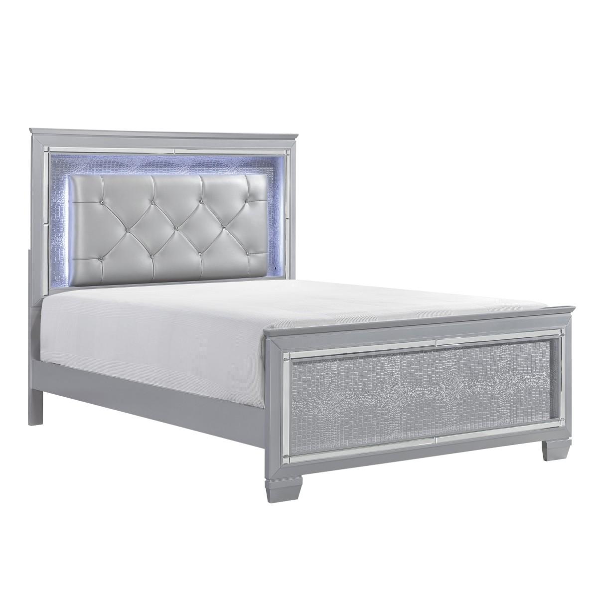 Modern Bed 1916-1* Allura 1916-1* in Silver Faux Leather