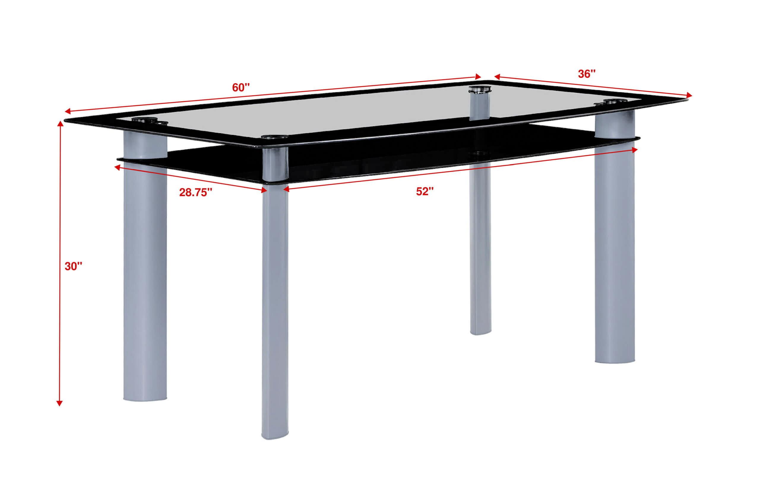 

    
Black & Silver Glass Dining Table by Crown Mark Echo 1170T-3660
