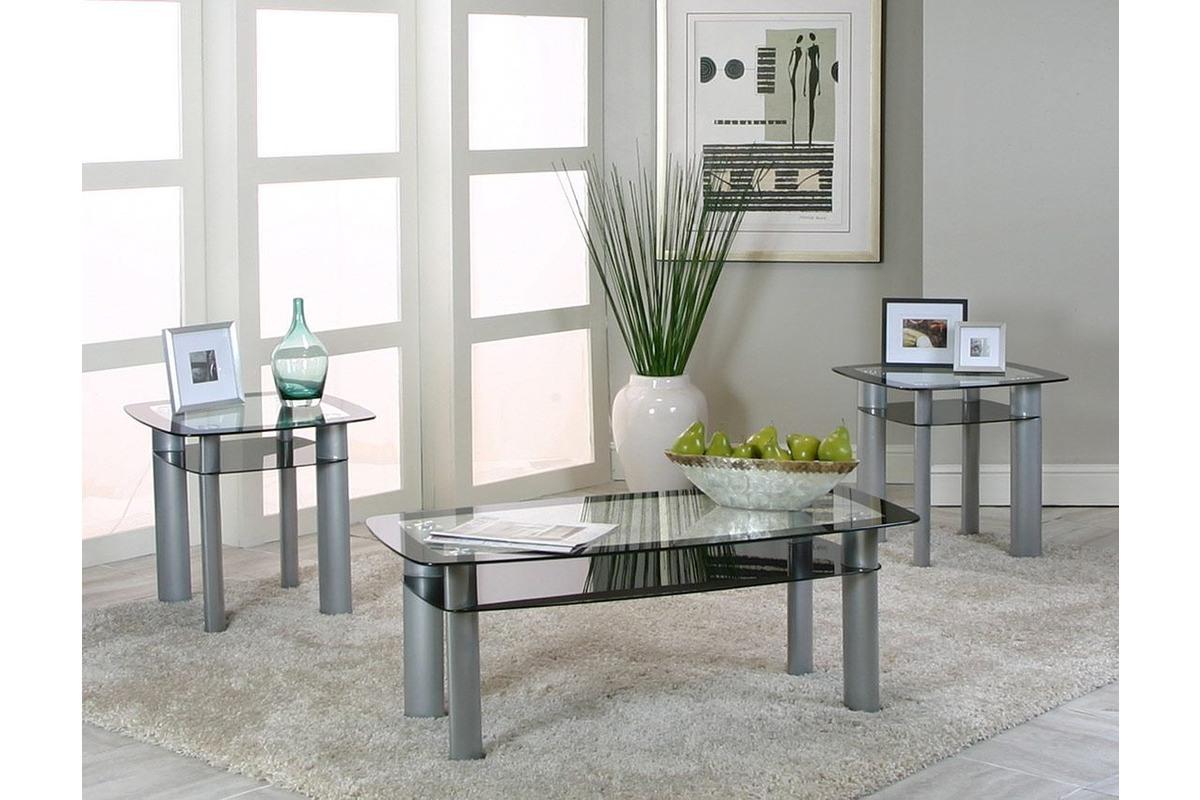 

    
Silver & Clear Glass Coffee Table & 2 End Tables by Crown Mark Echo 3170SET
