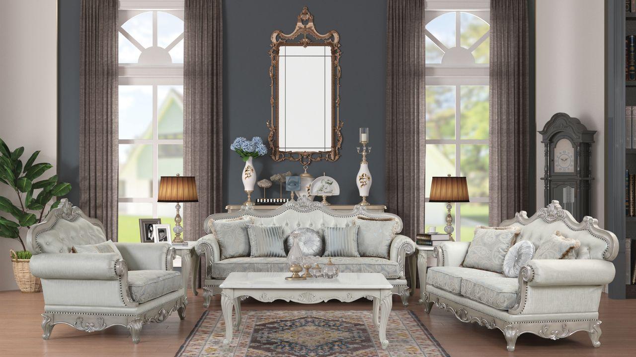 

        
Galaxy Home Furniture Tuscan Sofa Set Silver Fabric 698781316443

