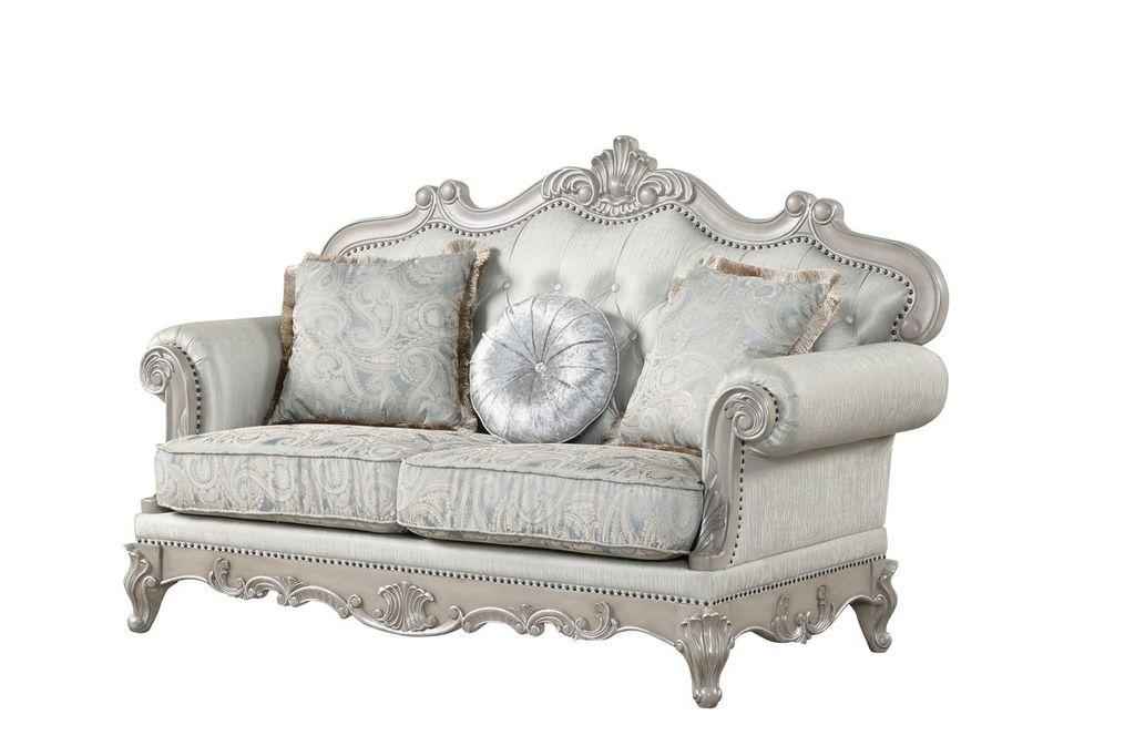 Traditional Loveseat Tuscan 698781215081 in Silver Fabric