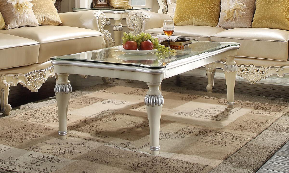 

    
Silver Carved Wood Coffee Table Set 3Pcs Traditional Homey Design HD-13009
