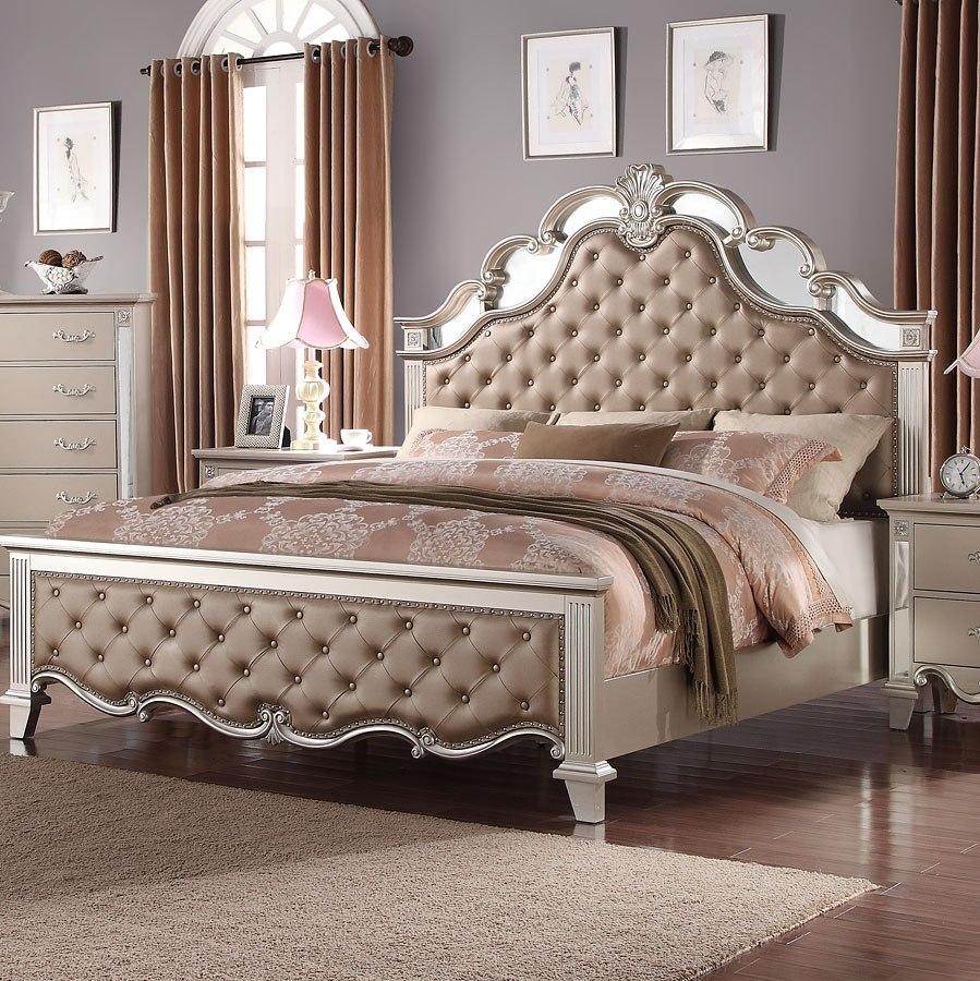 

    
Silver Finish Wood King Panel Bed Contemporary Cosmos Furniture Sonia
