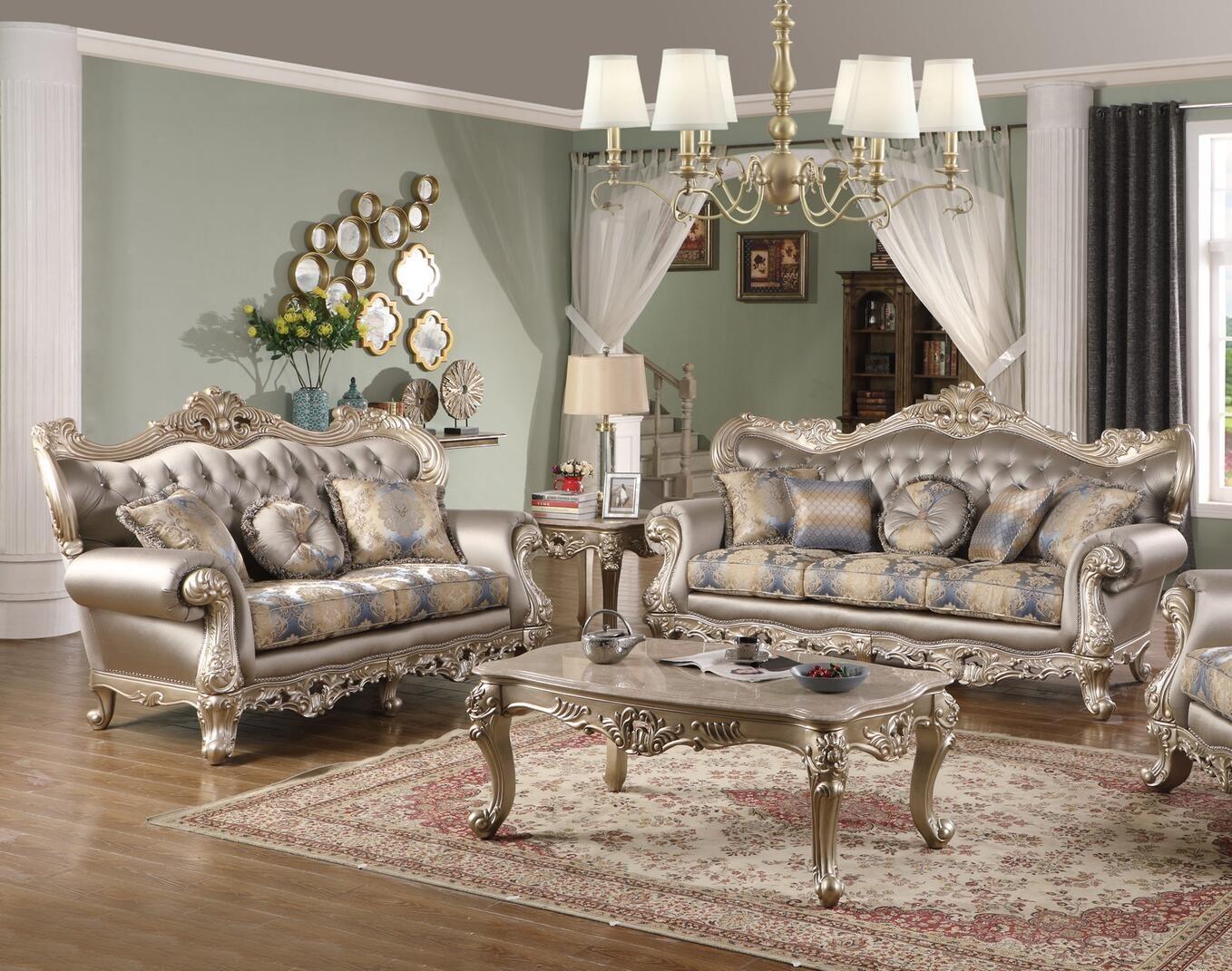 Transitional Sofa and Loveseat Set Ariel Ariel-Set-2 in Silver Faux Leather