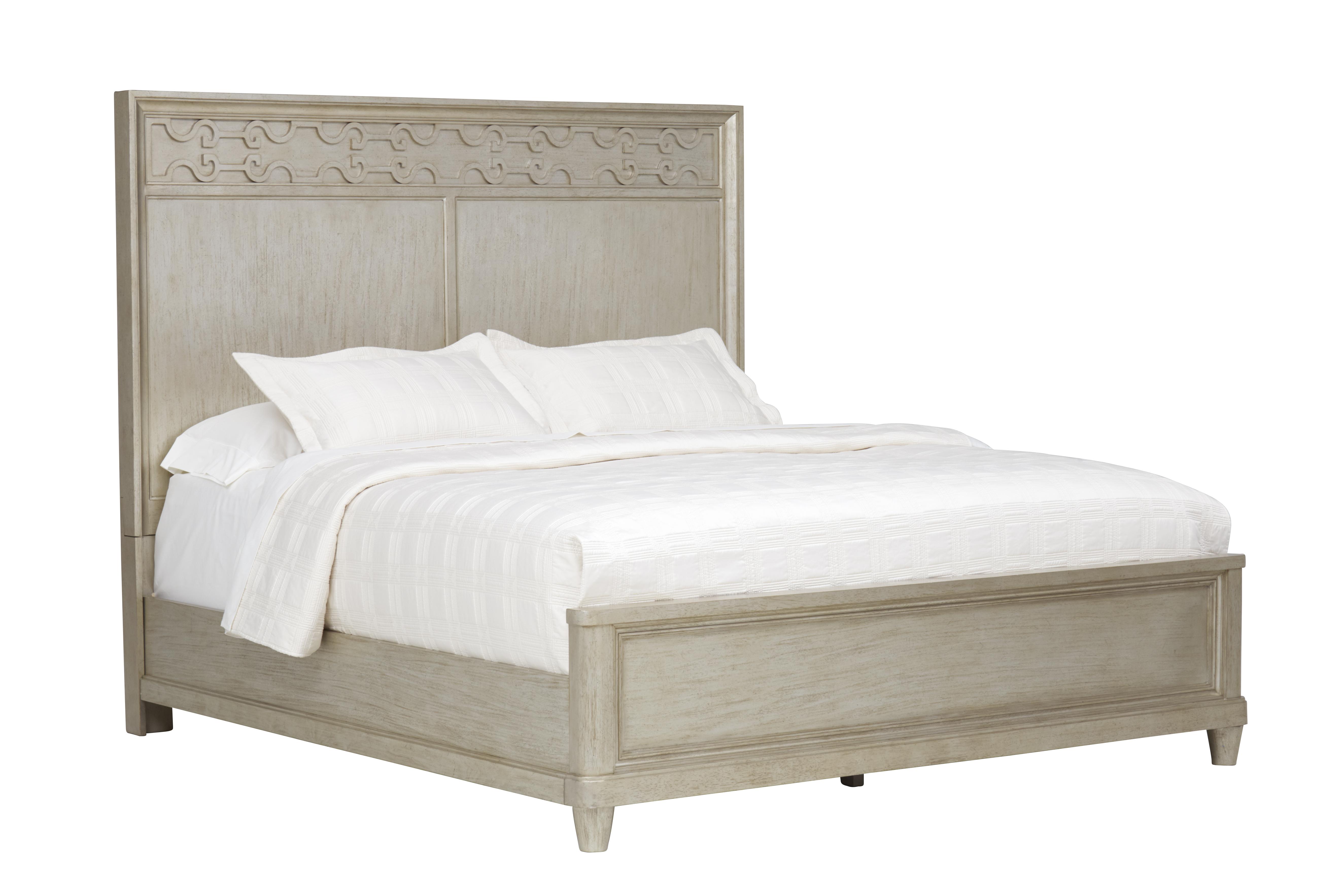 

    
Silver Painted Wood C. King Panel Bed by A.R.T. Furniture Morrissey
