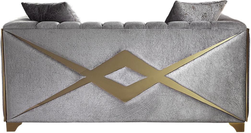 

    
 Order  Silver Sumptuous Velvet Sofa Set 3Pc Velencia Galaxy Home Modern
