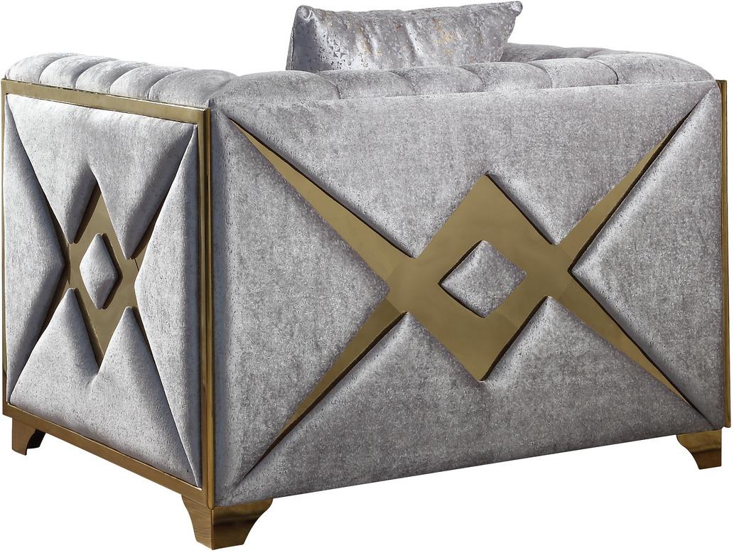 

    
 Shop  Silver Sumptuous Velvet Sofa Set 3Pc Velencia Galaxy Home Modern
