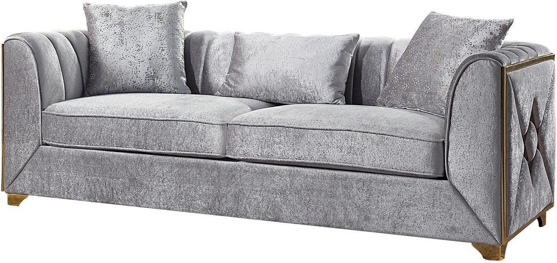 Contemporary, Modern Sofa Velencia Velencia-S in Silver Velvet