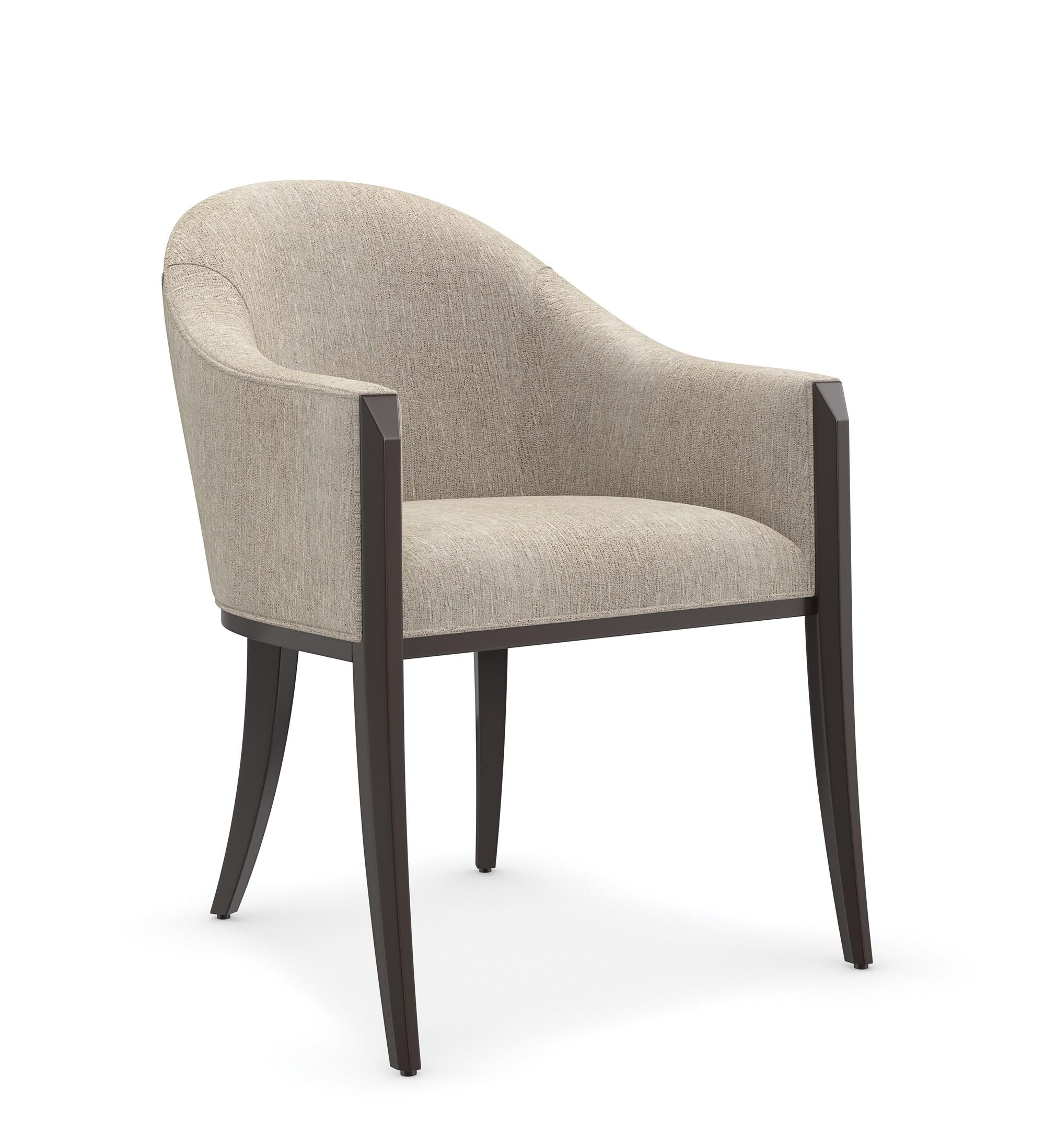Contemporary Dining Chair Set NEXT COURSE CLA-422-291-Set-2 in Dark Walnut, Beige Fabric
