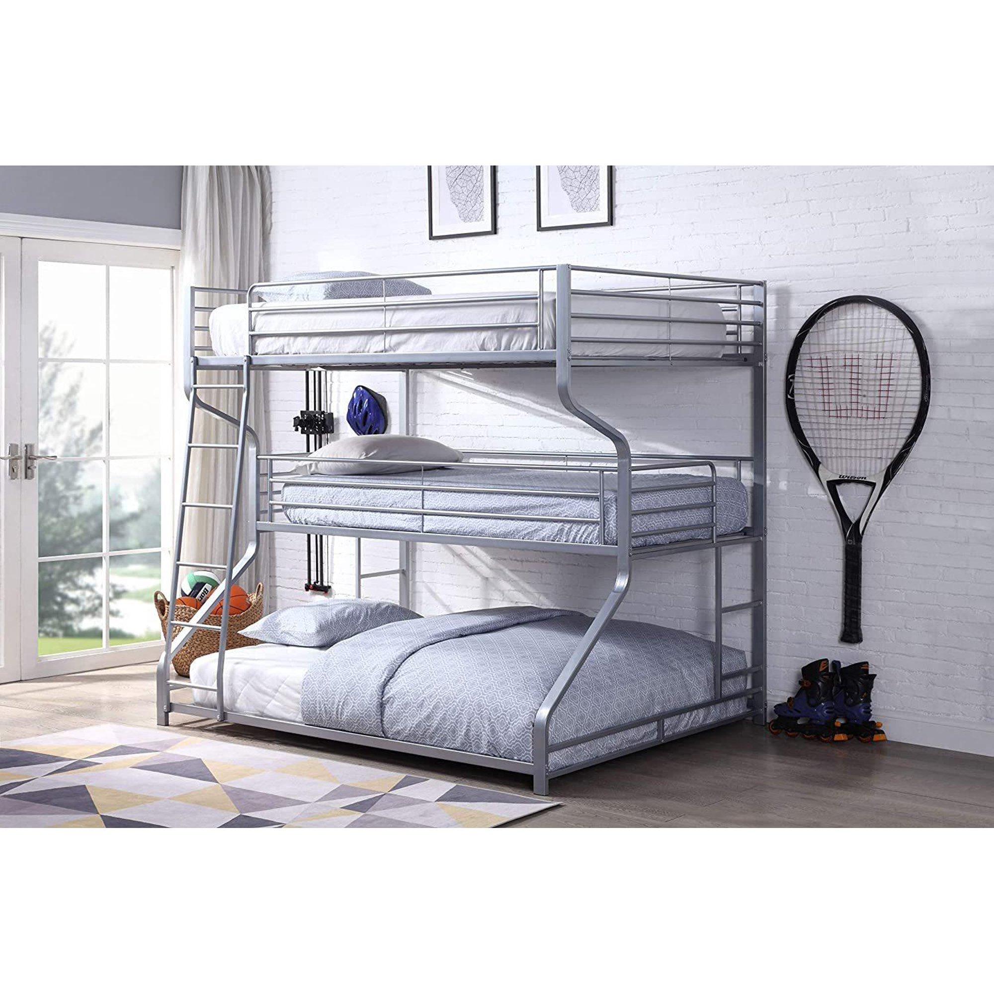 Simple Twin/Full/Queen Bunk Bed Caius II 37790 in Silver 