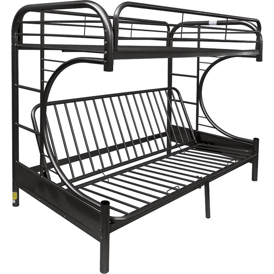 Transitional, Simple Twin/Full/Futon Bunk Bed Eclipse 02091W-BK in Black 