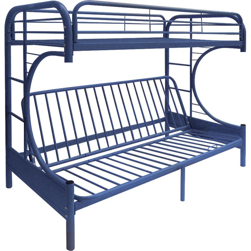 Transitional, Simple Twin/Full/Futon Bunk Bed Eclipse 02091W-NV in Blue 