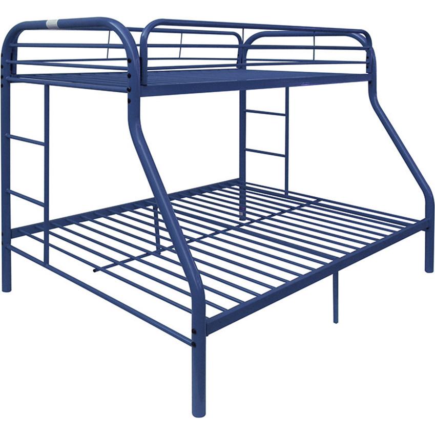 Transitional, Simple Twin/Full Bunk Bed Tritan 02053BU in Blue 
