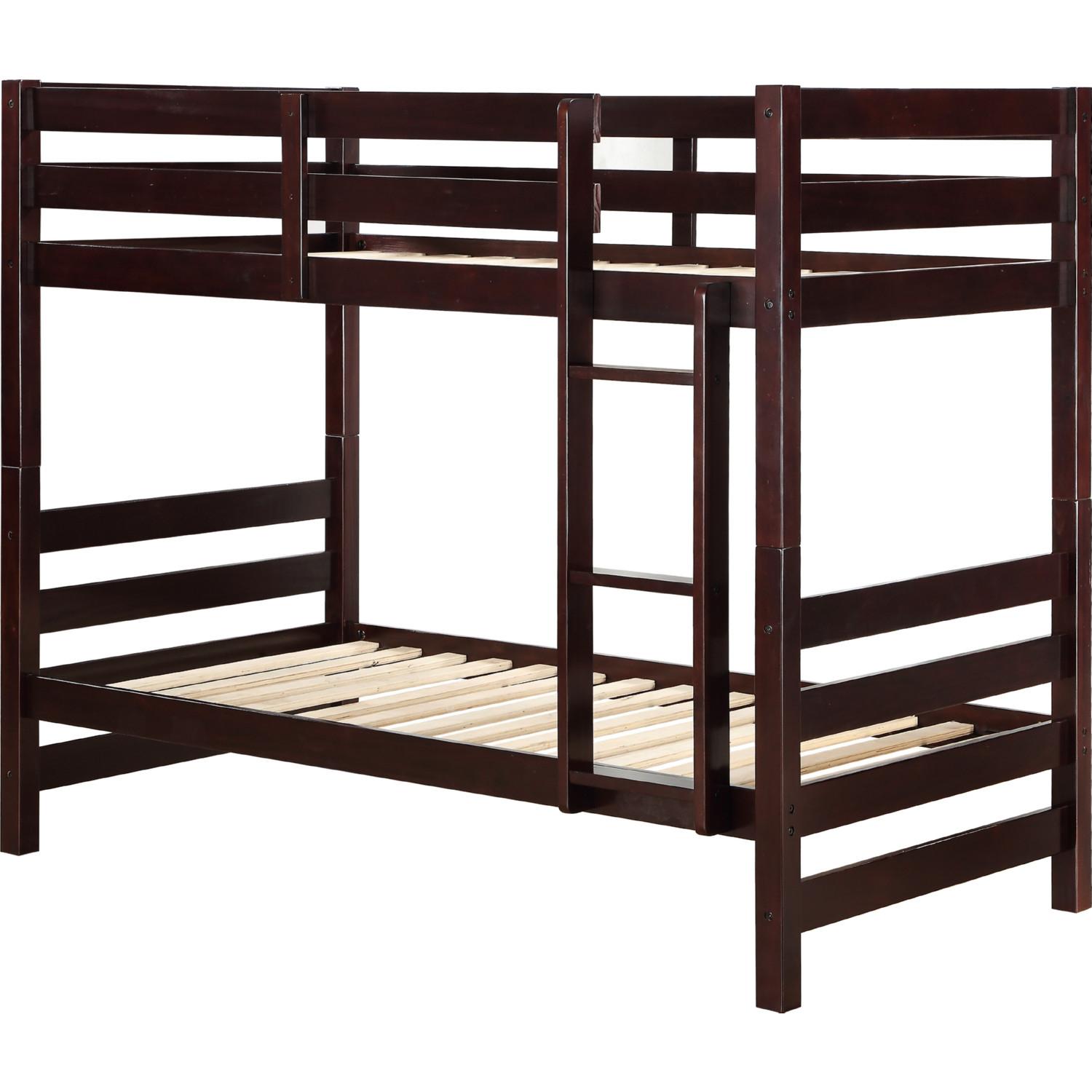 Simple Twin/Twin Bunk Bed Ronnie 37775 in Espresso 