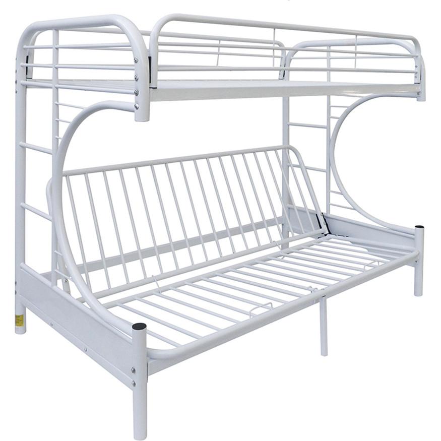 

    
Simple Silver Twin XL/Queen/Futon Bunk Bed Metal Acme Eclipse 02093WH
