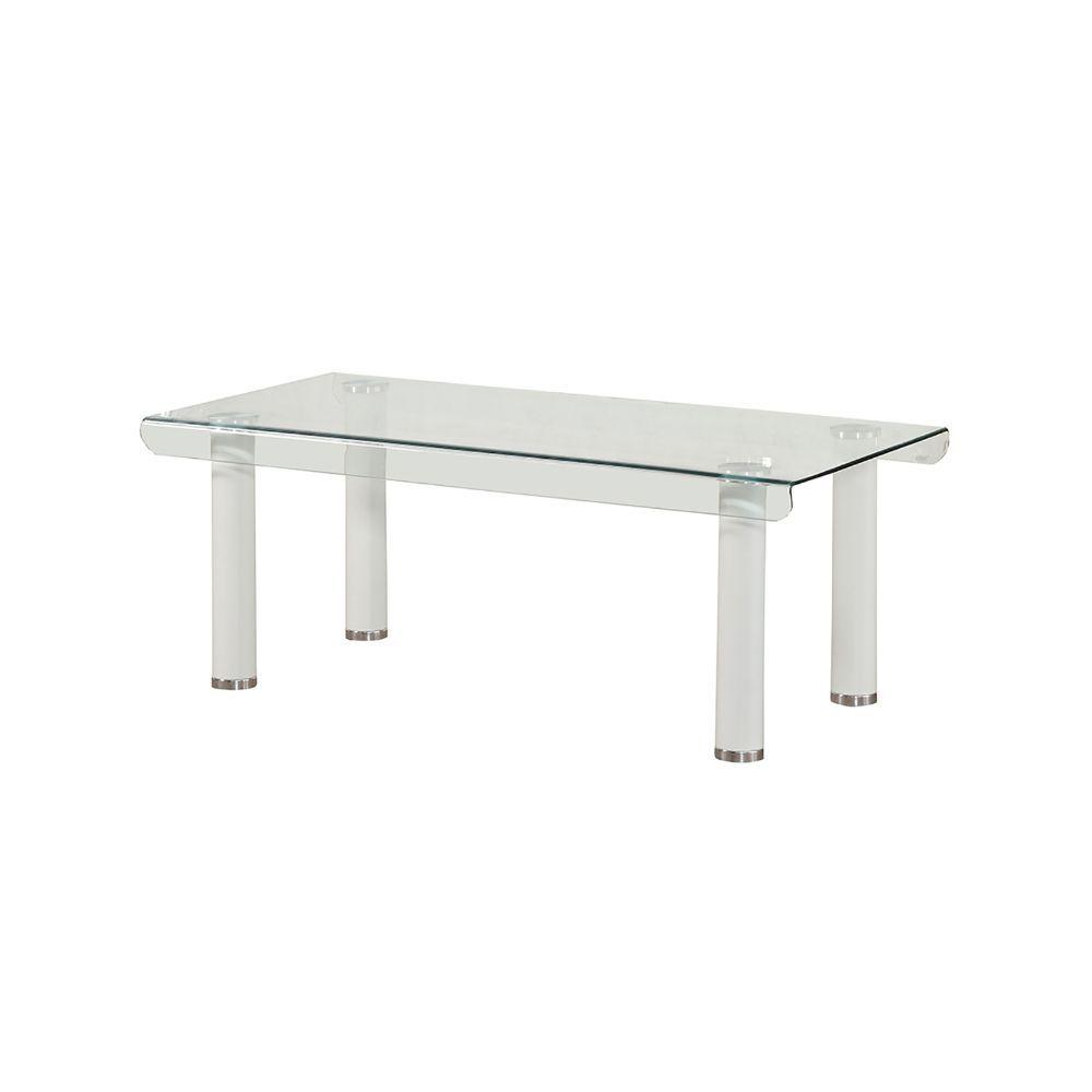 

    
Simple White & Clear Glass Coffee Table + 2 End Tables by Acme Gordie 83680-3pcs
