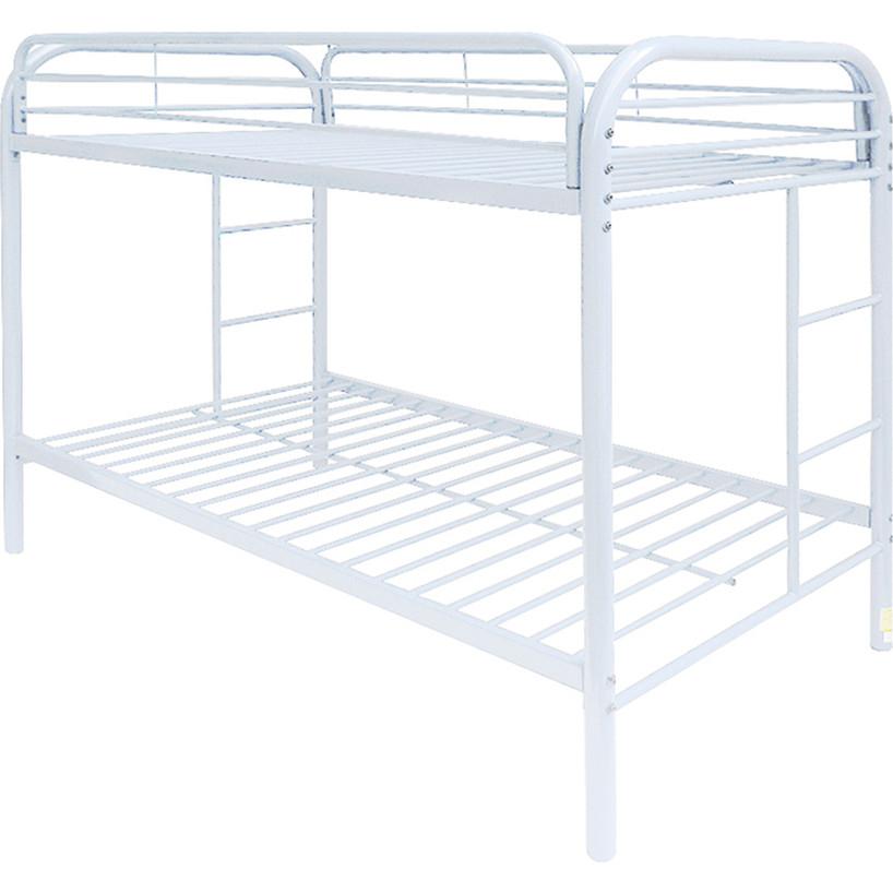 Transitional, Simple Twin/Twin Bunk Bed Thomas 02188WH in White 