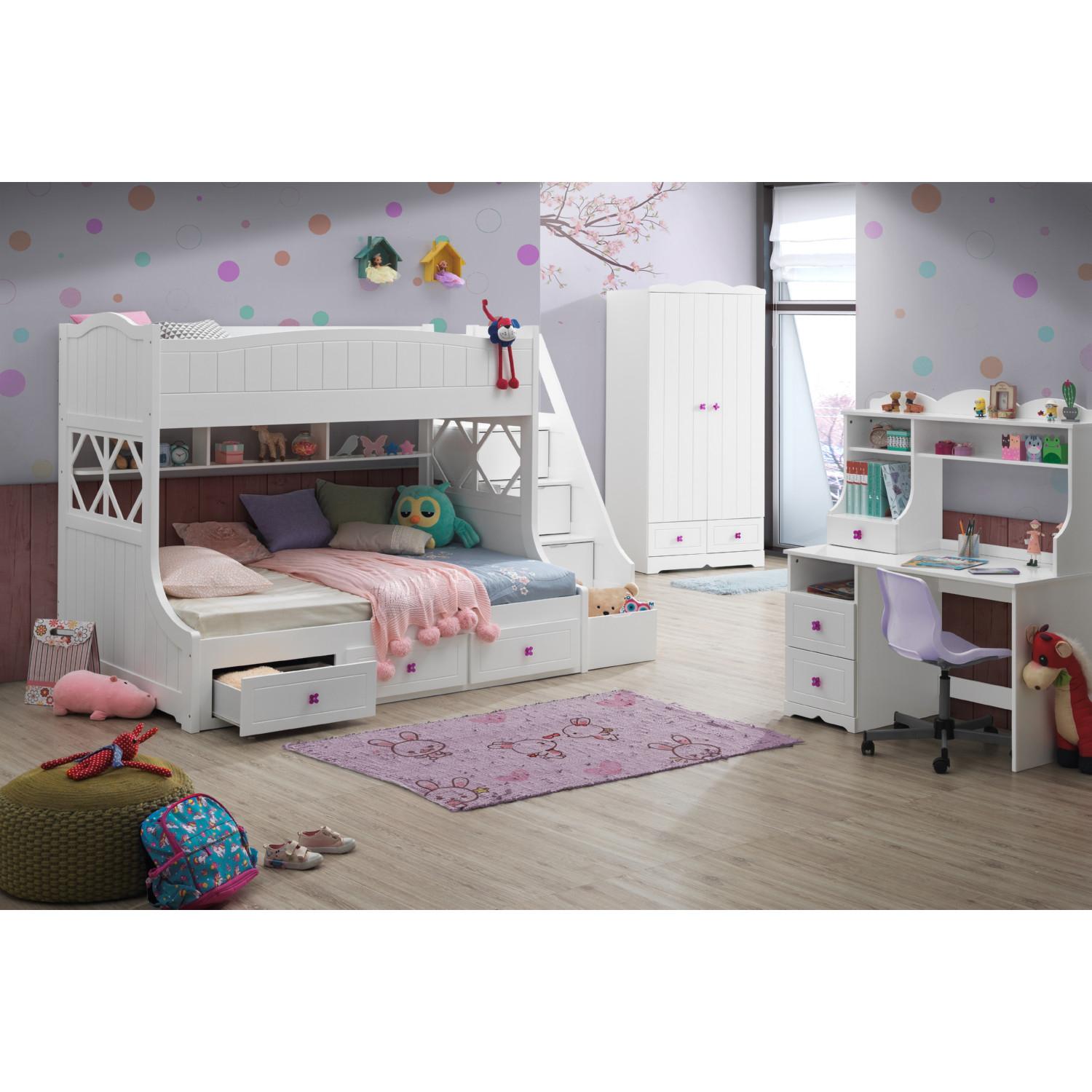 

    
Acme Furniture Meyer Twin/Full Bunk Bed White 38150
