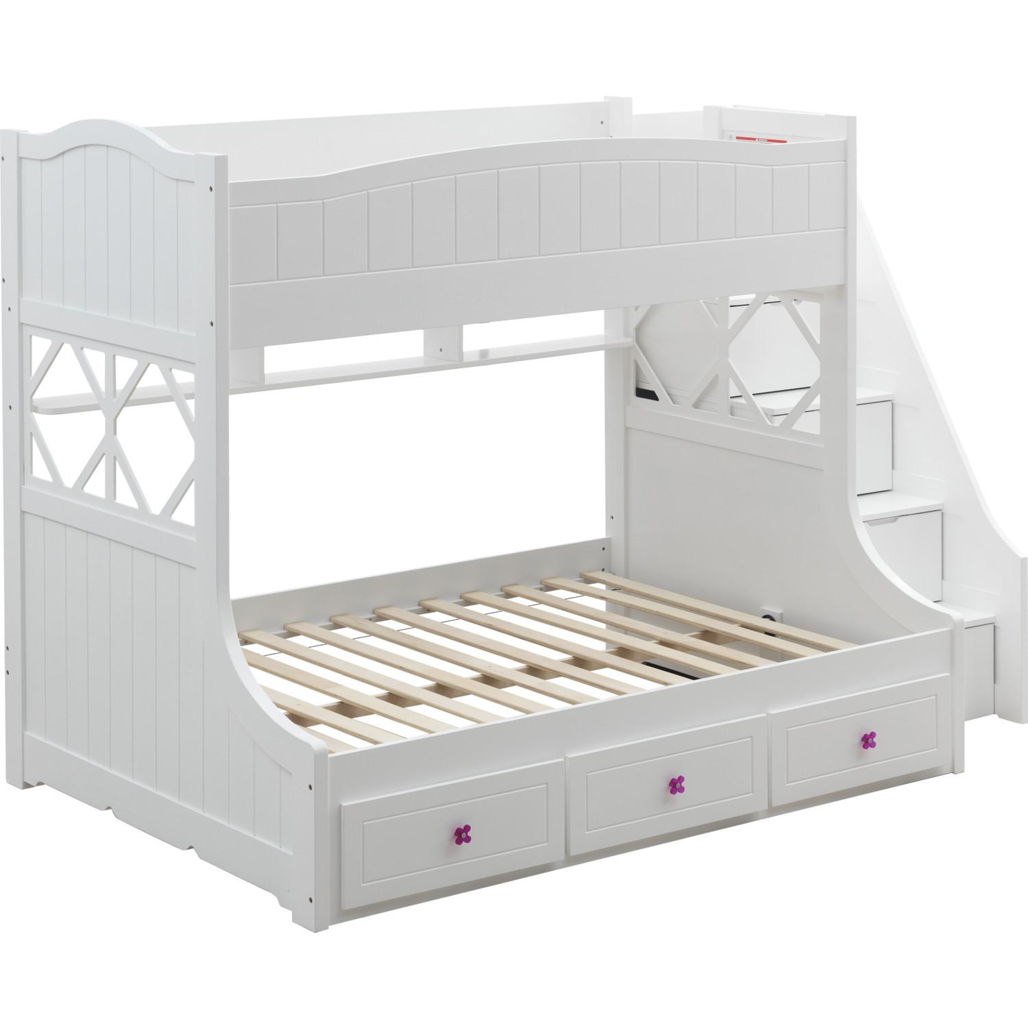 

    
Simple White Wood Bunk Bed Kid's Bedroom Set by Acme Meyer 38150-4pcs
