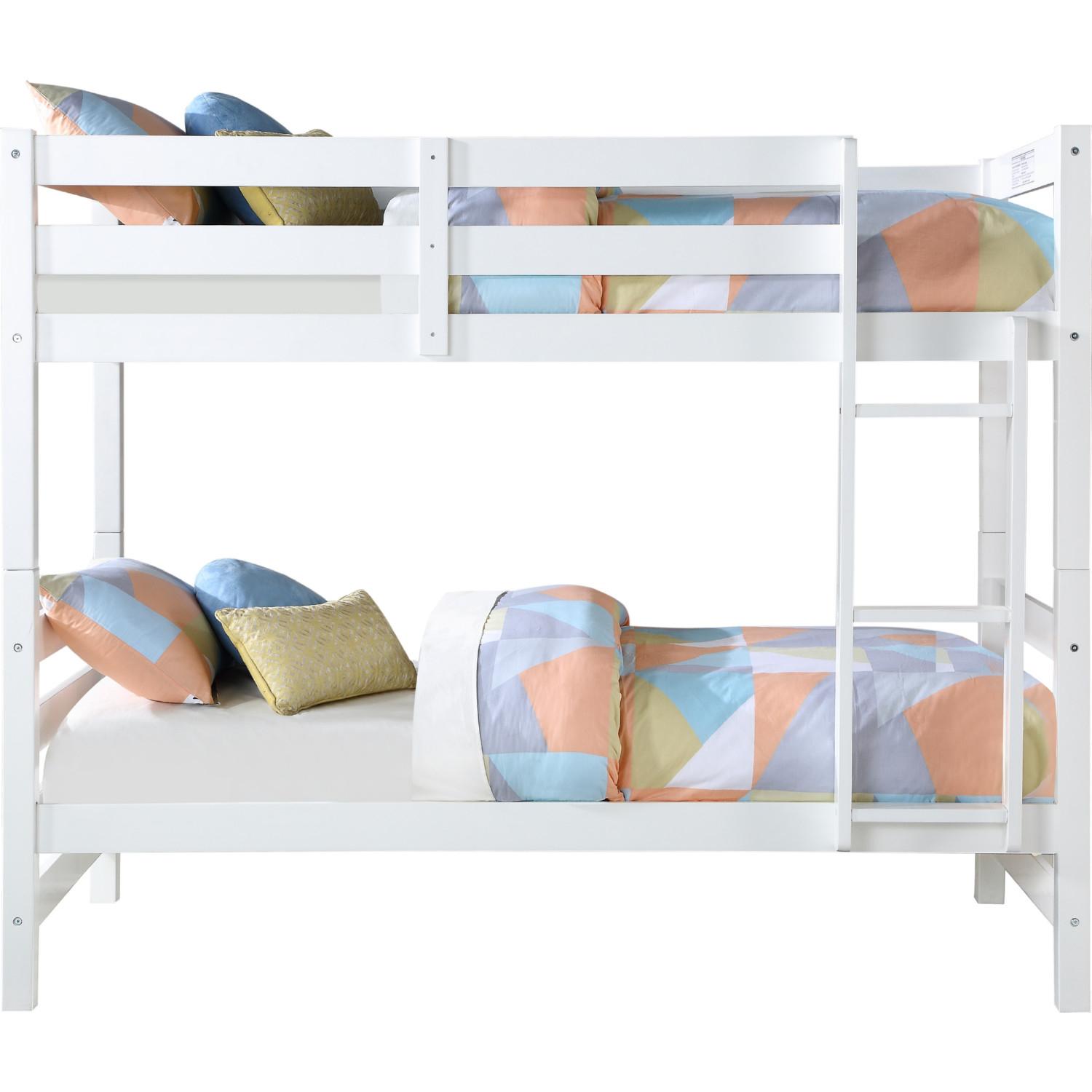 

    
Simple White Wood Twin/Twin Bunk Bed Acme Ronnie 37785
