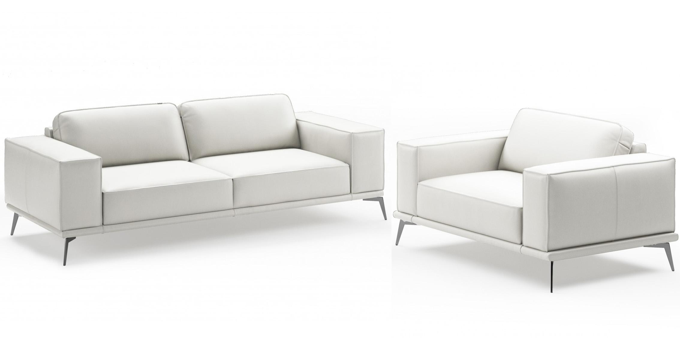 Contemporary, Modern Sofa Set VGCCSOHO-WHT-S-Set-2 VGCCSOHO-WHT-S-Set-2 in White Italian Leather