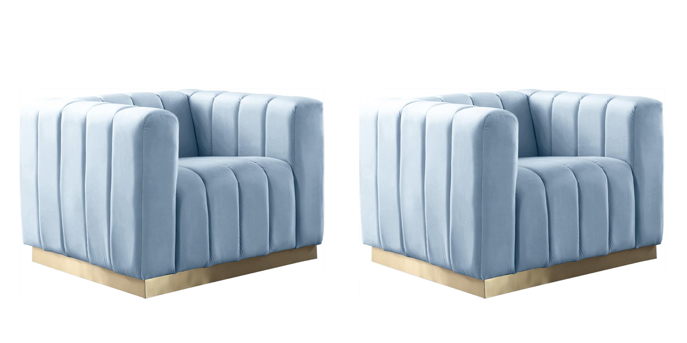 

    
Sky Blue Velvet Tufted Chair Set 2Pcs MARLON 603SkyBlu-C Meridian Contemporary
