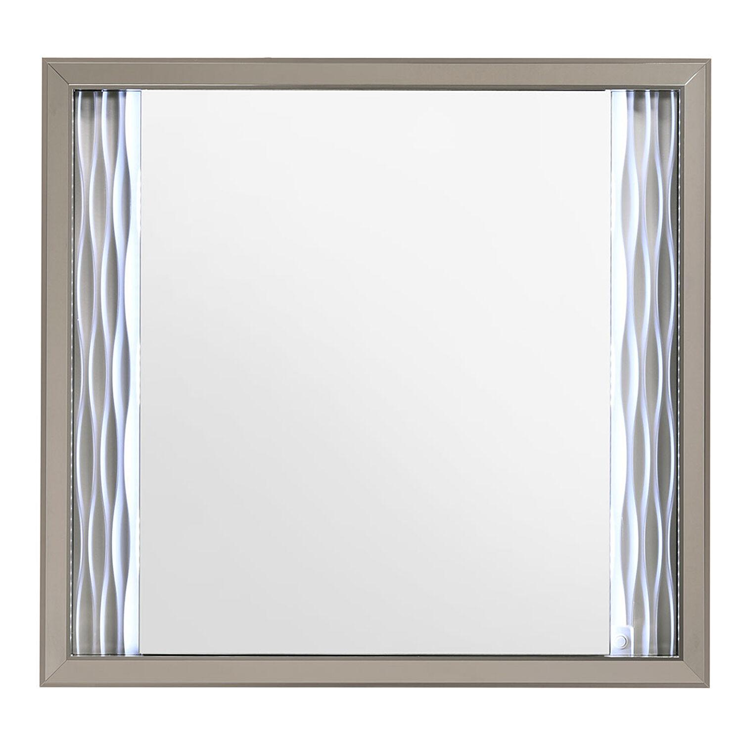 

    
 Order  SKYLINE Mirrored Panels Glam Style King Bedroom Set 6Pcs w/LED Global US

