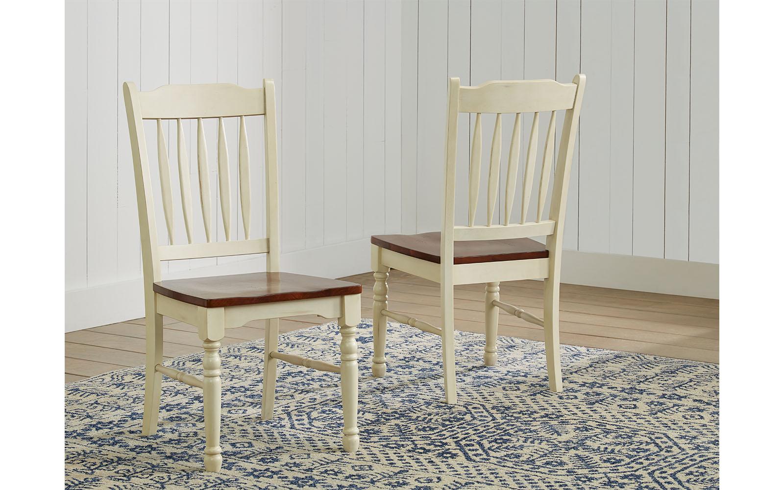 Rustic Dining Side Chair British Isles MB BRIMB267K-Set-2 in Brown, White 