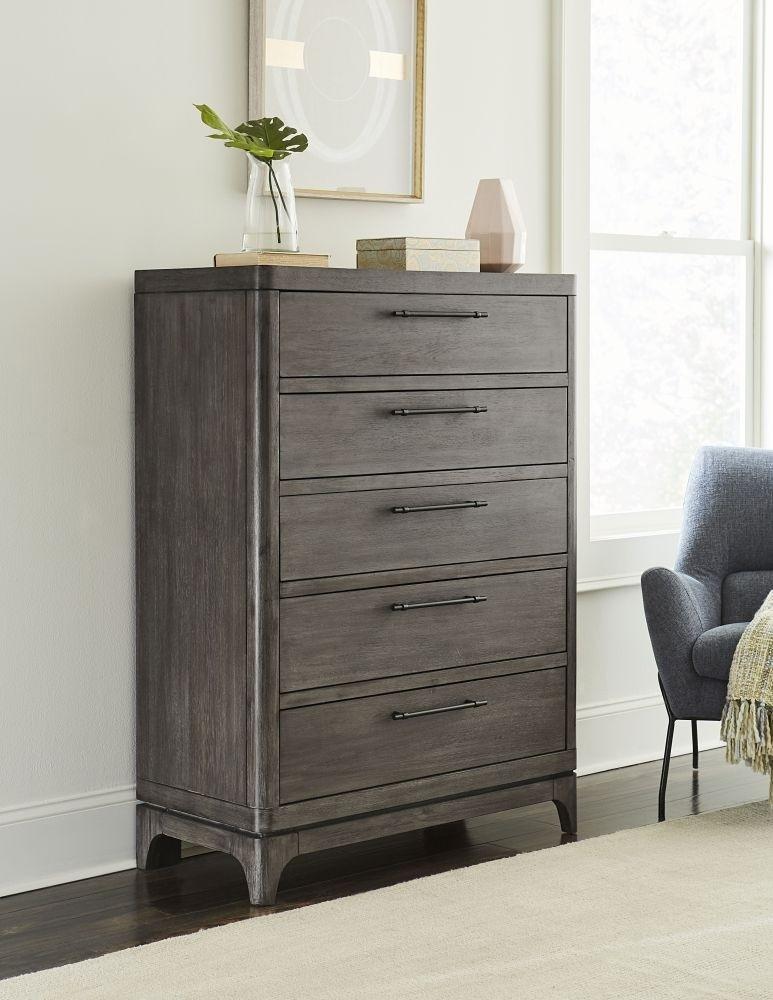 

    
Rustic Slate Gray 5 Drawer Chest CICERO by Modus Furniture
