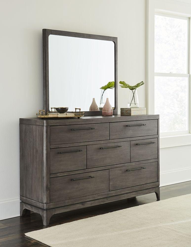 

    
Rustic Slate Gray Dresser & Mirror Set 2Pcs CICERO by Modus Furniture
