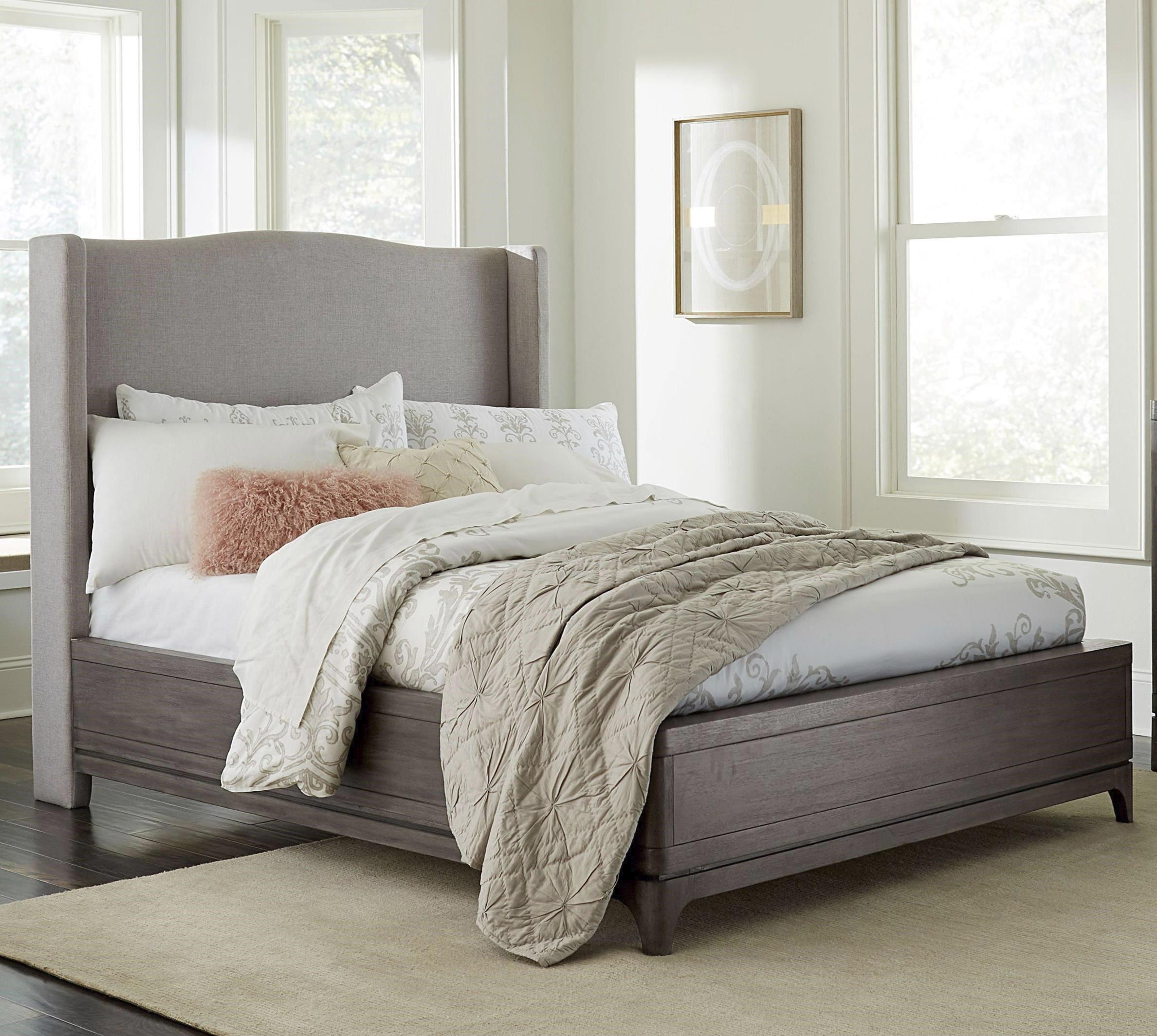 

    
Rustic Slate Gray Upholstered King Bedroom Set 3Pcs CICERO by Modus Furniture
