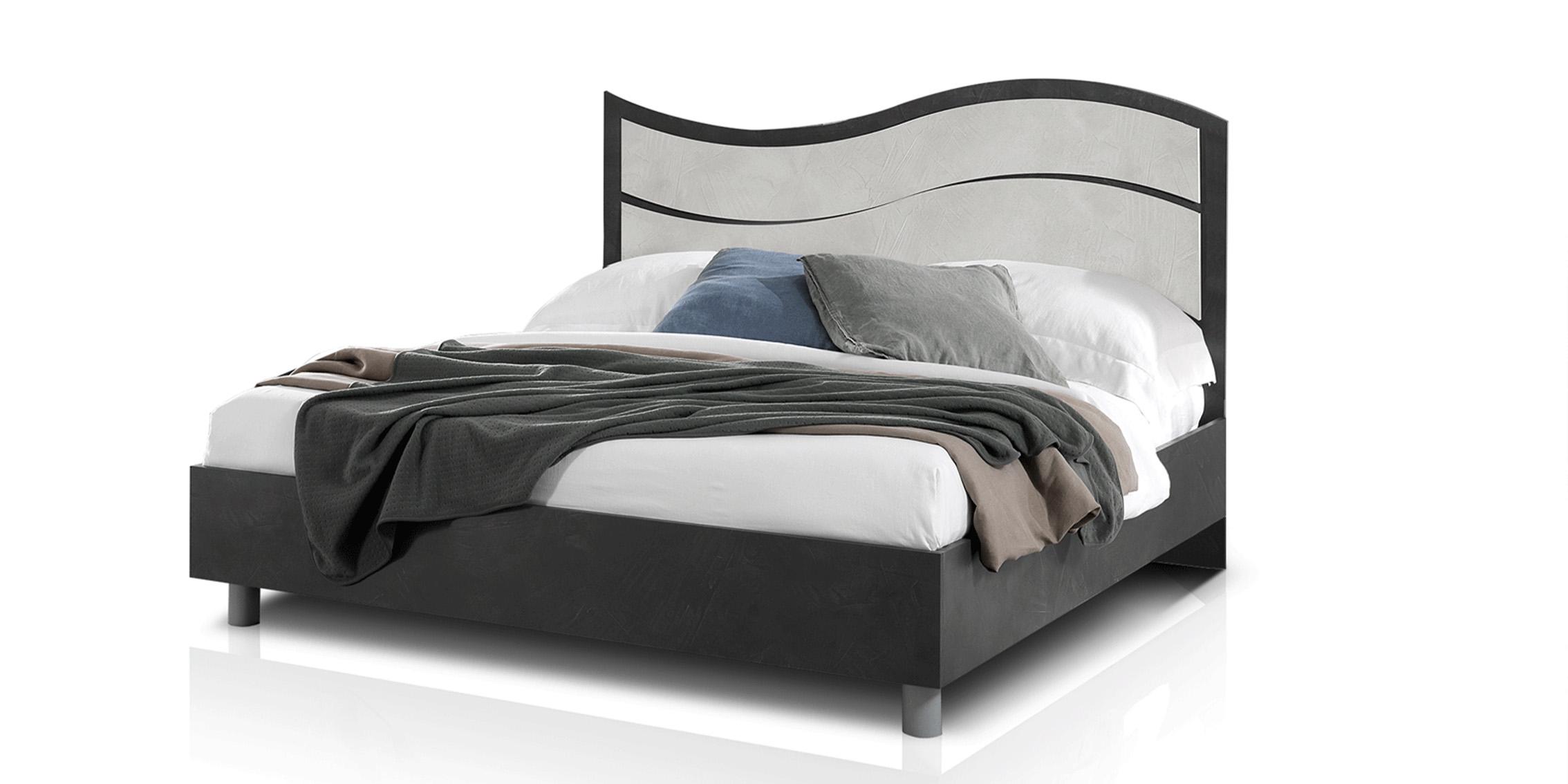 Contemporary, Modern Plarform bed ISCHIAKS ISCHIAKS in White, Slate gray 