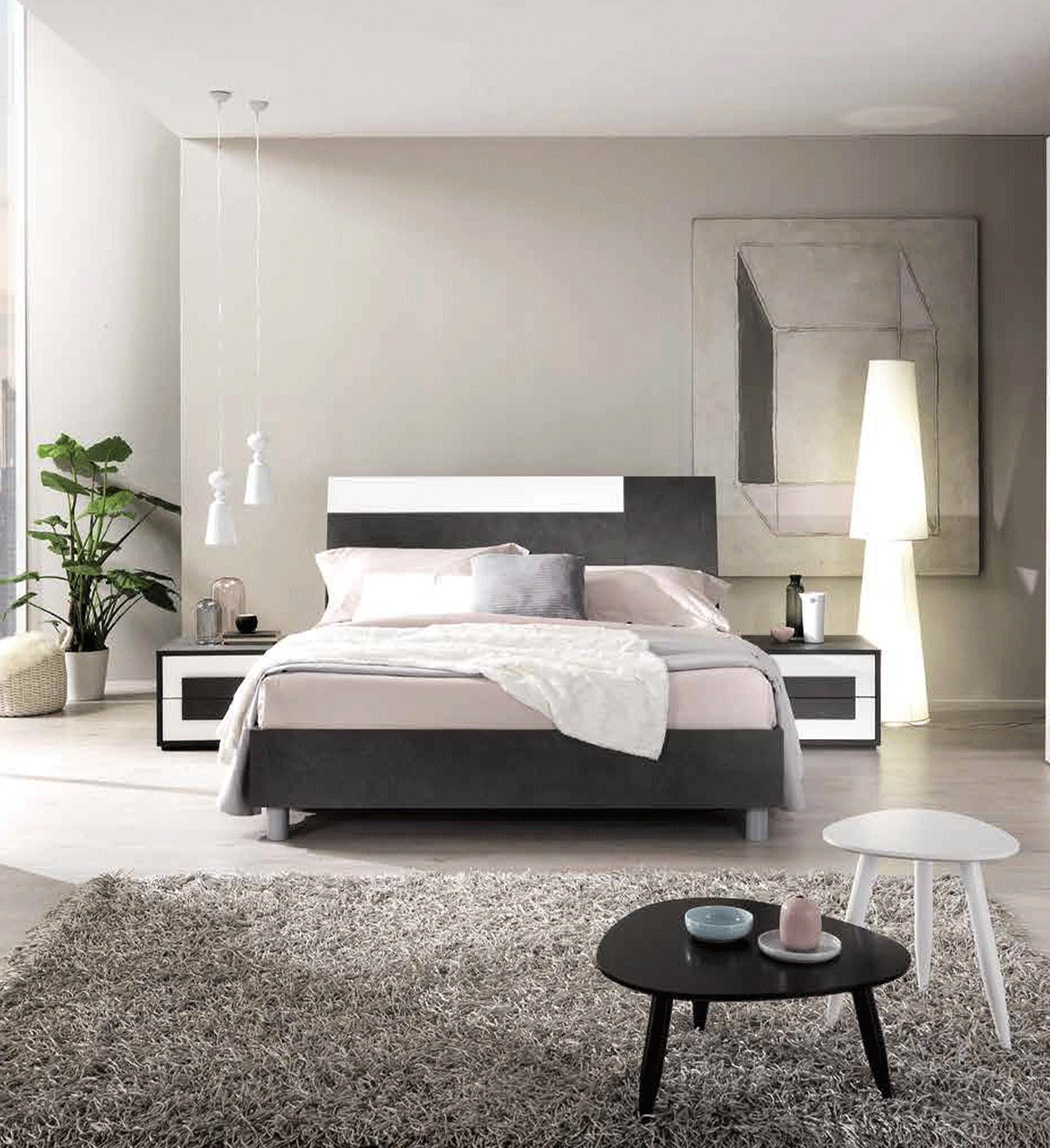 Contemporary, Modern Platform Bedroom Set PANAREAKS PANAREAKS-2N-3PC in White, Slate gray 