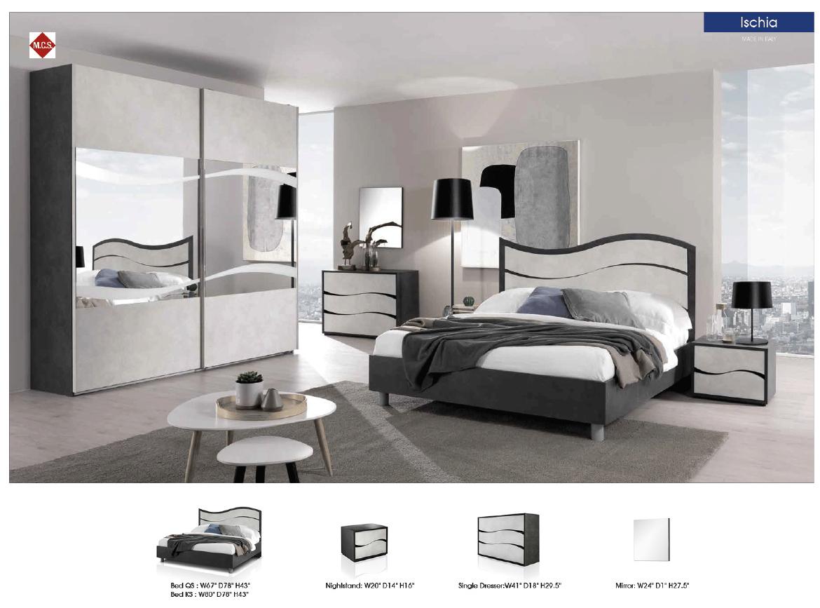 

    
ISCHIAKS-2NDM-5PC Slate Grey & White King Bedroom Set 5 ISCHIA ESF Contemporary Made in ITALY
