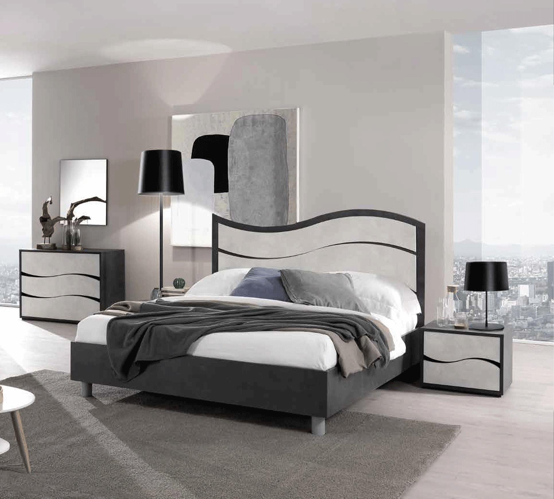 Contemporary, Modern Platform Bedroom Set ISCHIAQS ISCHIAQS-2N-3PC in White, Slate gray 