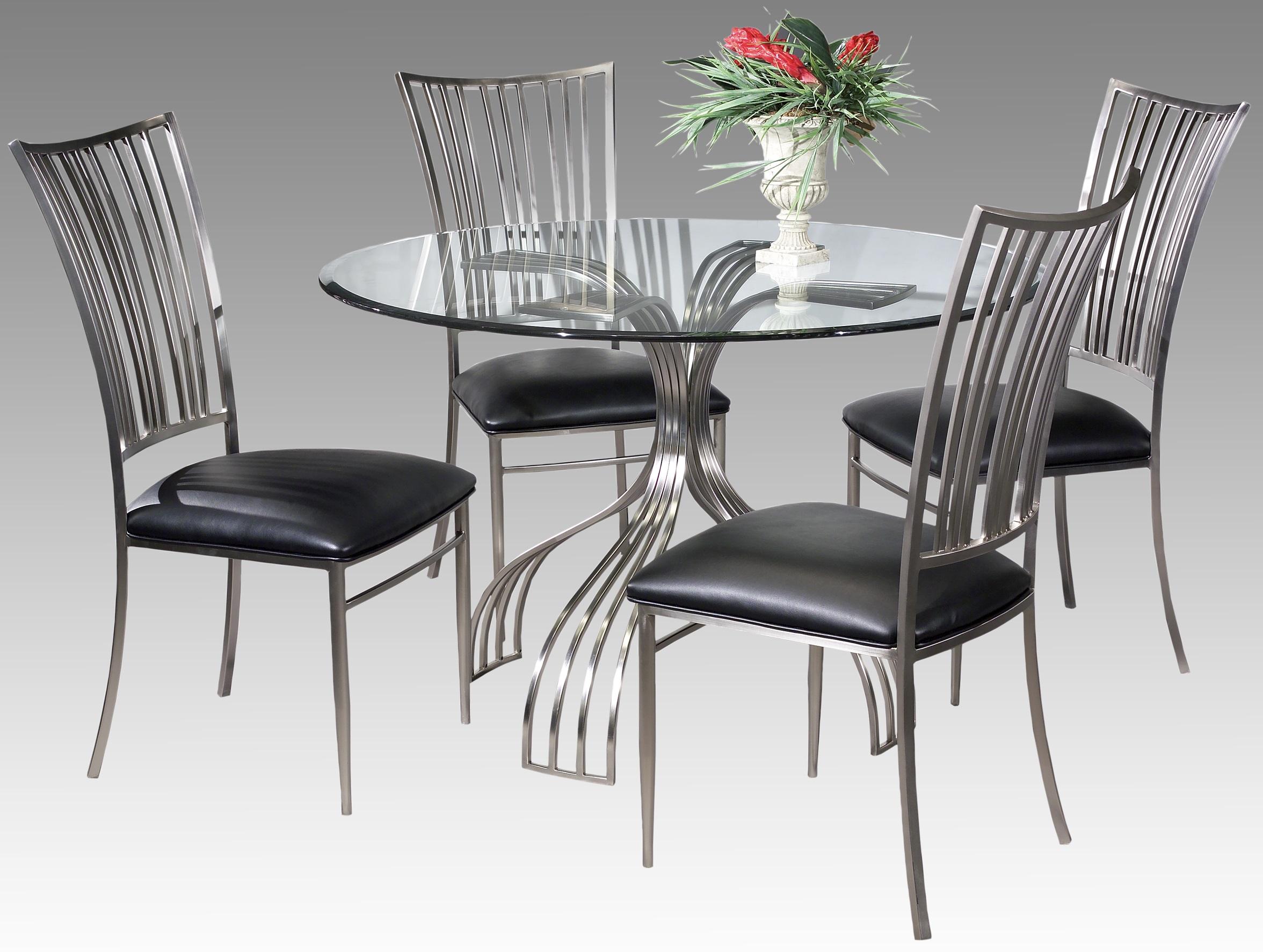 

    
Smoke Tempered Glass Round Table Dining Set 5Pcs Modern Ashtyn by Chintaly Imports
