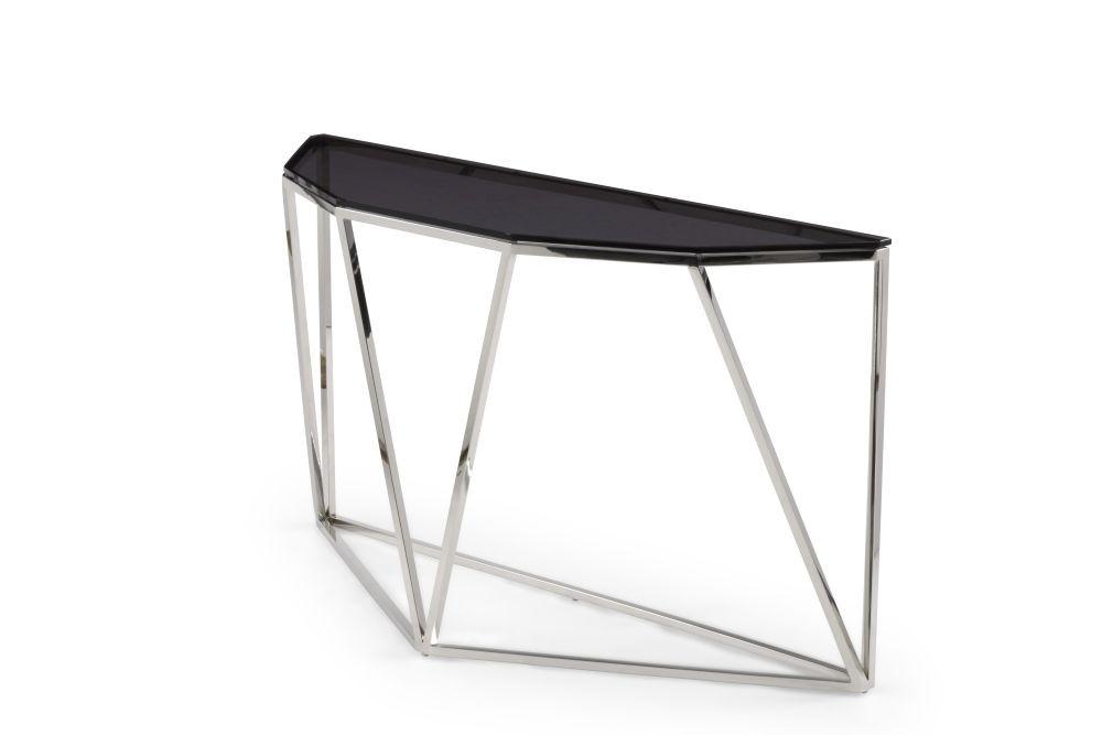 

    
Smoked Glass and Polished Stainless Steel Console Table ARIA by Modus Furniture
