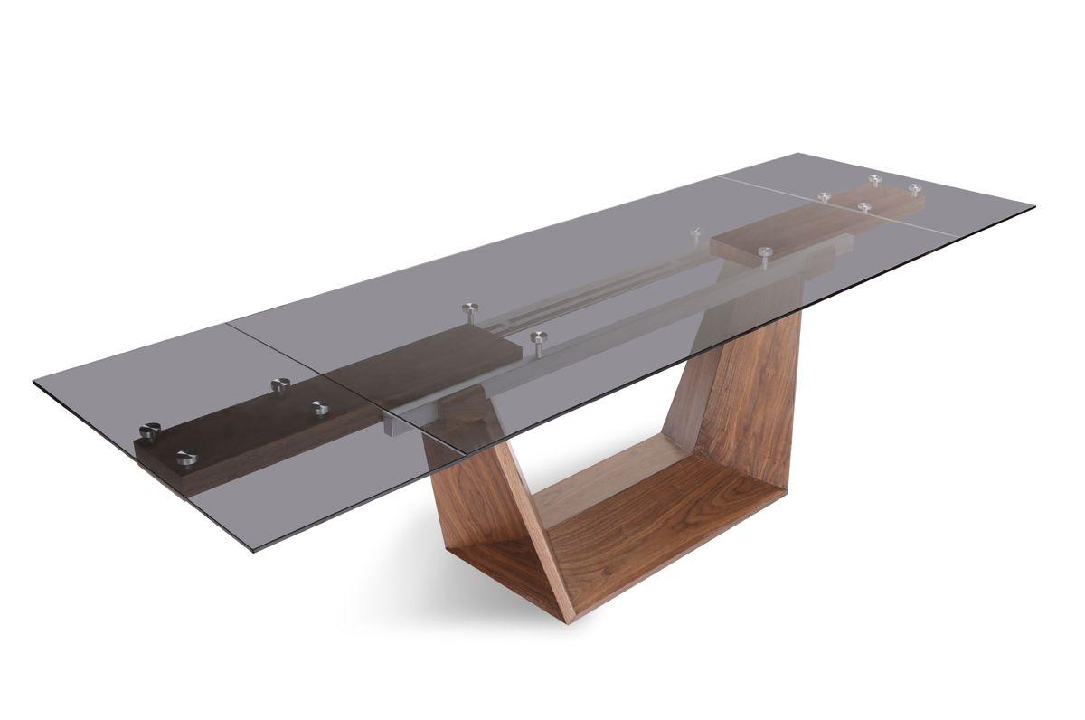 

    
Smoked Glass & Walnut Extendable Dining Table Modrest Babia VIG Contemporary
