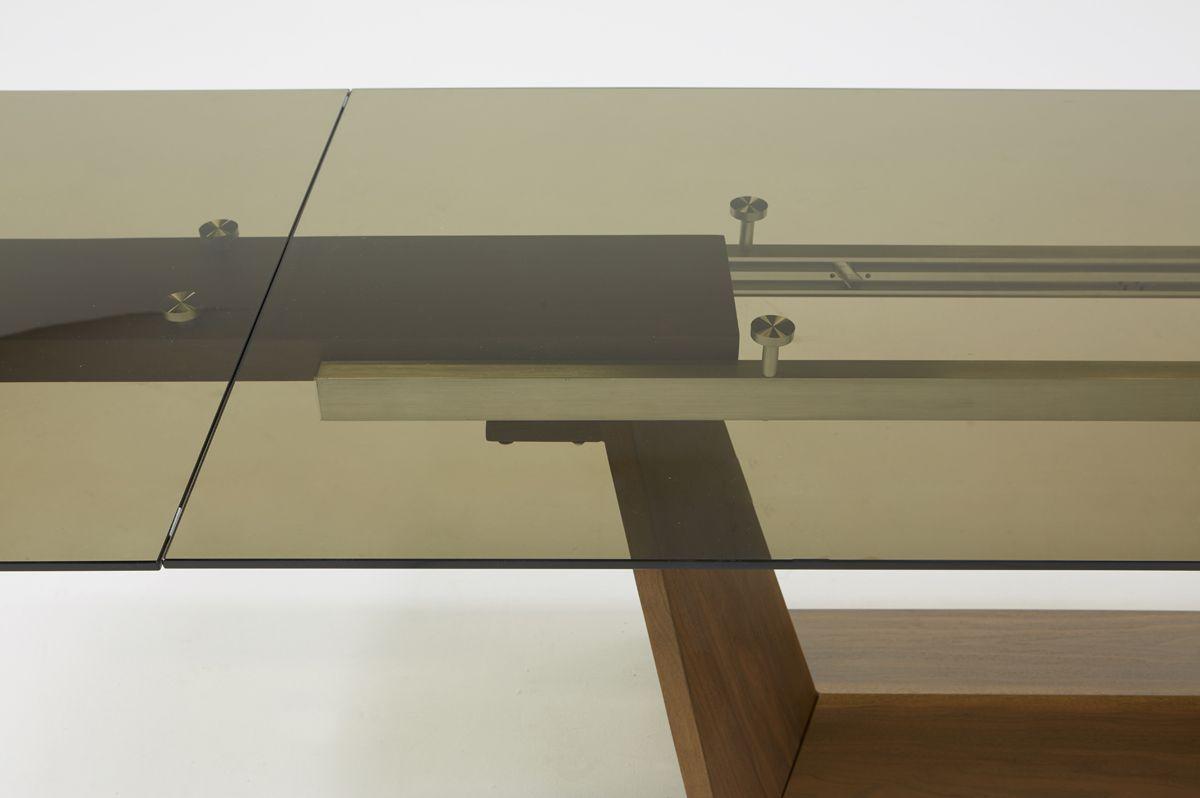 

    
 Shop  Smoked Glass & Walnut Extendable Dining Table Modrest Babia VIG Contemporary
