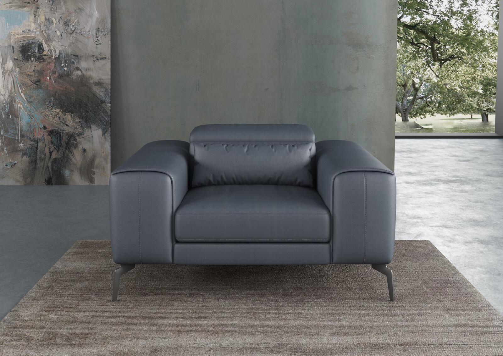 Contemporary, Modern Arm Chair CAVOUR EF-12550-C in Smoke, Gray Leather