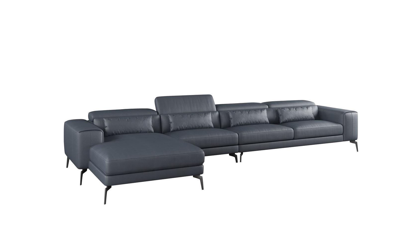 Contemporary, Modern Sectional Sofa CAVOUR EF-12554L-4LHF in Smoke, Gray Leather