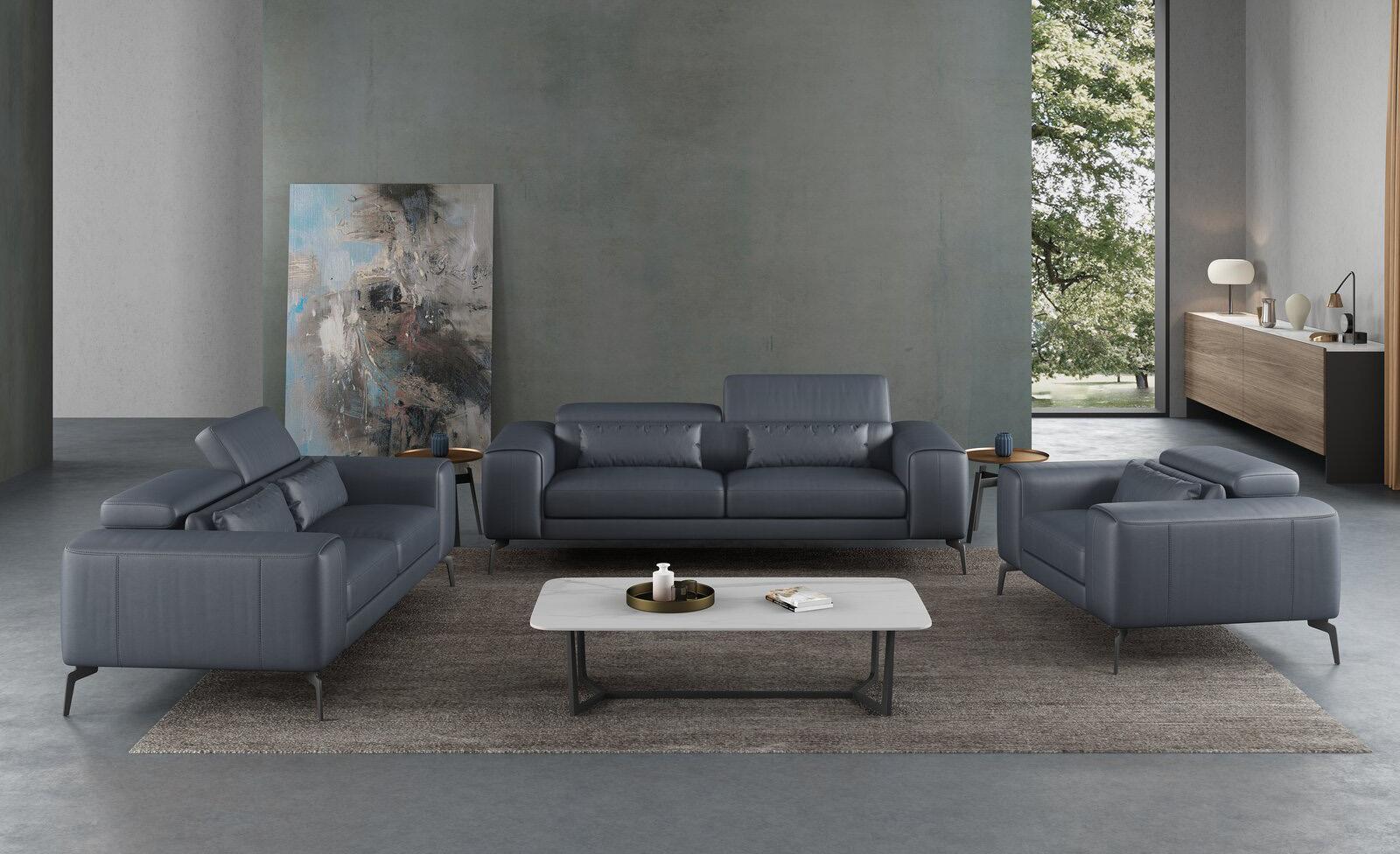 

    
 Order  Smokey Gray Italian Leather CAVOUR Sofa Set 2Pcs EUROPEAN FURNITURE Contemporary
