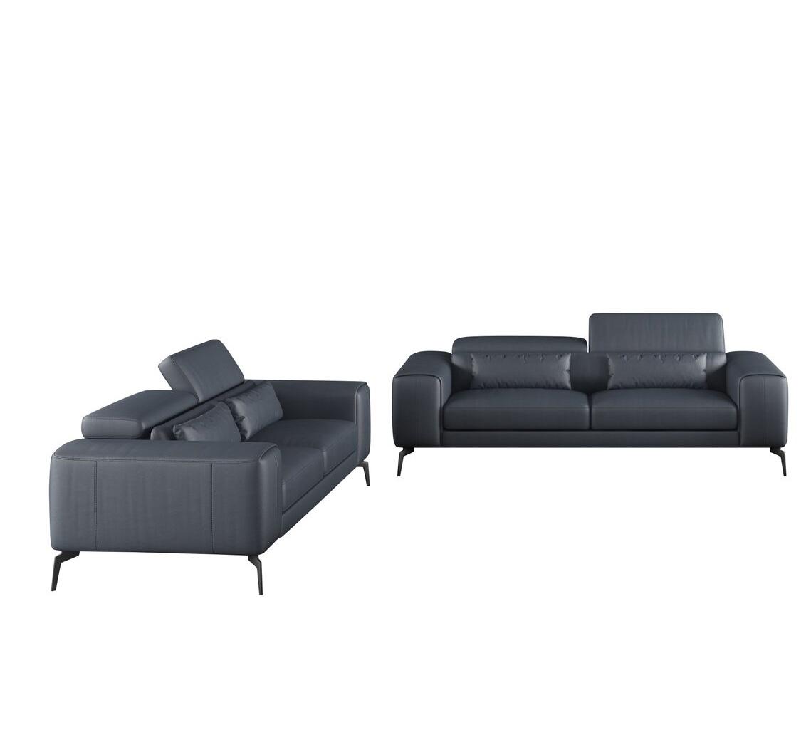 Contemporary, Modern Sofa Set CAVOUR EF-12550-Set-2 in Smoke, Gray Leather