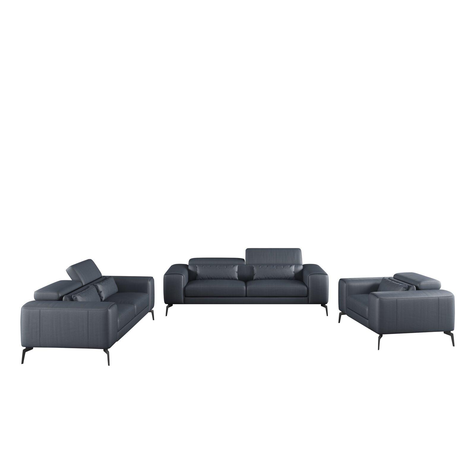 

    
 Shop  Smokey Gray Italian Leather CAVOUR Sofa Set 3Pcs EUROPEAN FURNITURE Contemporary
